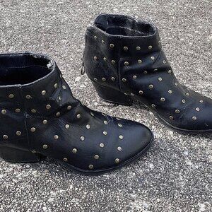 Women's Black Studded Ankle Boots, Vegan Friendly, Size 7.5
